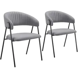 Tectake tectake® Armlehnstuhl, Webstoff, gepolstert, schlanke Stahlbeine, 60 x 58 x 85 cm