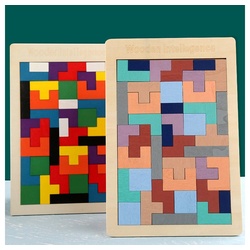 Zeaicos Lernspielzeug Montessori Spielzeug ab 3 4 5 Jahre, 3 in 1 Holz Tangram Puzzle Set.