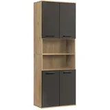 mokebo Bad Hochschrank Der Kapitän Badezimmerschrank in 180x65x34 HxBxT in cm in Eiche Schwarz