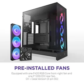 NZXT H9 Flow RGB (2025) All Black Midi Tower ATX Gaming Gehäuse schwarz mit Glasfenster