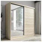 A&J MöbelLand Schwebetürenschrank KARO 1 200 x 215 x 59,5 cm Beige