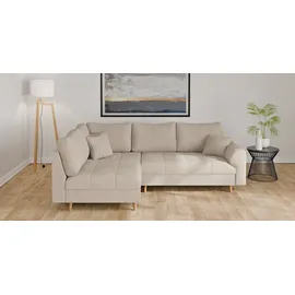 Home Affaire Ecksofa HOME AFFAIRE "CHARRE L-Form mit Ottomane, Maße B/T/H: 231/161/81 cm", beige, B:231cm H:81cm T:161cm, 92% Polyester, 8% Nylon, Sofas, Ecksofa, feine Steppung, lose Rücken- und Zierkissen, auch in Cord und Bouclé