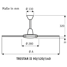 CasaFan Tristar II 90 WE 90 cm Deckenventilator weiß