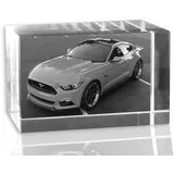 VIP-LASER 2D Gravur Glas Kristall Quader im Querformat L mit dem Foto von Deinem Auto. Dein Wunschfoto für die Ewigkeit Mitten in Glas! Groesse L = 60x40x40mm