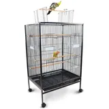 Mobiclinic®, Vogelkäfig, XL, Transporträder, Bremsen, Öffnung nach Oben, Herausnehmbares Tablett, 8 Türen, Großformat, 95x43x61,5 cm, Futterstellen, Tränken, Sitzstangen, Ruhebarsch, NINFA