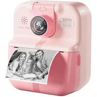 Kinderkamera mit Sofortdruck, 48 MP, Foto, 1080P, Video, Kinder-Digitalkamera, Spielzeug, 180 Grad Drehbares Objektiv, Digitale Videokameras, Selfie-Sofortbildkameras für (Rosa)