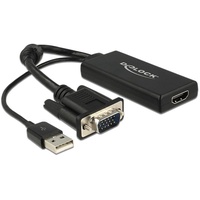 DeLOCK Adapter VGA zu HDMI mit Kabel schwarz 0.25m VGA+USB2.0-A/HDMI