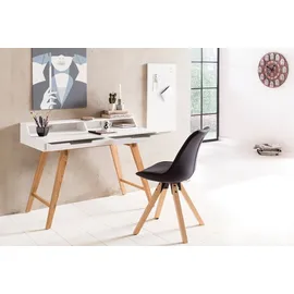 Wohnling Schreibtisch weiß rechteckig, 4-Fuß-Gestell eiche 110,0 x 60,0 cm