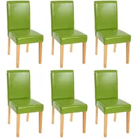 Mendler 6er-Set Esszimmerstuhl Stuhl Küchenstuhl Littau Kunstleder, grün, helle