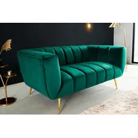 Design 2-Sitzer Sofa NOBLESSE 165cm smaragdgrün Samt Federkern goldene Metallfüße