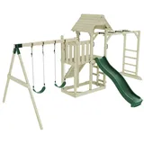 OUTDOORTOYS Spielturm Helsingborg mit Kinderschaukel Dunkelgrün