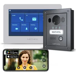 2 Draht BUS Video Türsprechanlage für 1 Teilnehmer, 7 Zoll WLAN Monitor, Anthrazit Kamera Aufputz oder Unterputz Montage 1x 7 Zoll Monitor