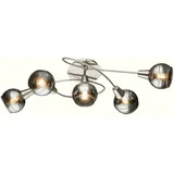 GLOBO Deckenleuchte Metall, nickel-matt, Glas rauch, klar