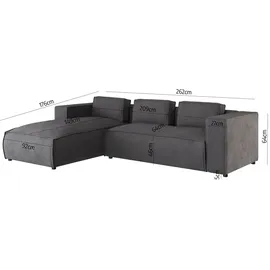 s-style möbel Modernes Ecksofa Porto aus Grau Cord und weichem Sitz,