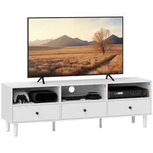 Homcom TV Schrank TV Board mit Schubladen, 3 Offenen Fächern Weiß
