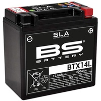 BS Battery 300760 BTX14L AGM SLA Motorrad Batterie, Schwarz