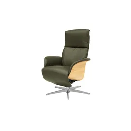 Nils Olsen Drehsessel Frederik Leder/Mikrofaser 78 x 113 x 79 cm Grün mit Relaxfunktion