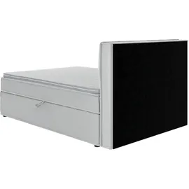 s-style möbel Boxbett mit Topper H3 Uma - silber - Maße cm B: 140 H: 103