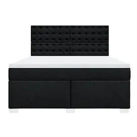 vidaXL Boxspringbett mit Matratze Schwarz 180x200 cm Stoff