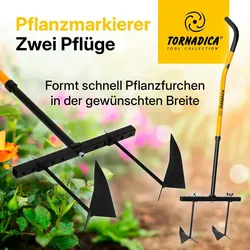 TORNADICA Garten Doppel-Häufler mit Stiel Häufelpflug Handpflug Gartenpflug Kultivator Reihenzieher Furchenzieher Grubber für Kartoffeln Gemüse