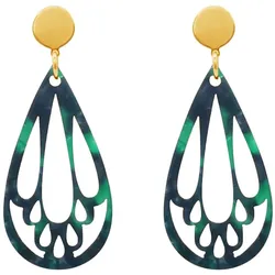 Gemshine Ohrringe 'Evergreen Harz Tropfen' Grau Damen 