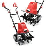Wiltec Elektro Gartenhacke 1500 W mit 400 U/min, elektrische Gartenfräse mit 220 mm Arbeitstiefe, Motorhacke mit 24 Klingen, Bodenfräse auf Rädern