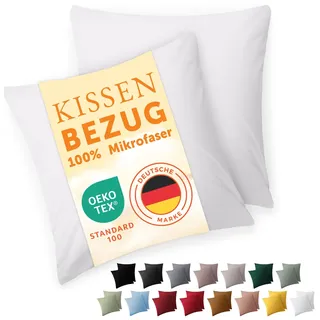Blumtal Kissenbezug 80 x 80, 2 Stück - Oeko-TEX zert. Kissenbezüge 100% Mikrofaser in extra weich & waschmaschinenfest - Bezug Kissen 80x80 Weiß