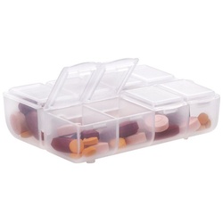 kwmobile Aufbewahrungsdose Kunststoff Medikamentenbox mit 8 Fächern, Tablettenbox 7,5 x 6,3 x 2,5 cm – Tablettendose Box – Pillendose Dose weiß
