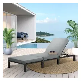 Svita Peach Gartenliege Sonnenliege Polsterauflage Klappbar Polyrattan Schwarz