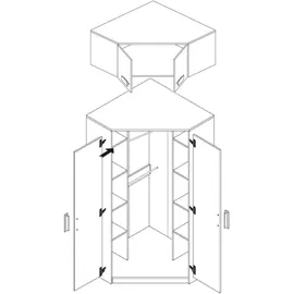 marmex möbel Marmex Grant G8+G15 - Eckkleiderschrank mit Schrankaufsatz 91x235x91 cm, - Weiß