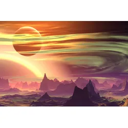 Fototapete PAPERMOON "PLANETEN-FUTURISTISCH WELTRAUM MOND GALAXIE UNIVERSUM", bunt, B:3,00m L:2,23m, Vlies, Tapeten
