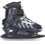 Verstellbar Eishockey Schlittschuhe für Herren Damen Erwachsene Kinder, Edelstahl Ice Skates, Eislaufschuhe mit Schnellschnürsystem & Push-Lock-Schnalle für Sicheren Halt (Schwarz Asche, XL42_45)