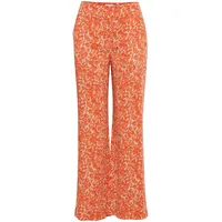 ICHI IHAYA PA Damen Hose Stoffhose Eingrifftaschen Gemustert leicht elastisch Regular Fit, Größe:40, Farbe:Coral Rose Leo AOP (203004) - 40