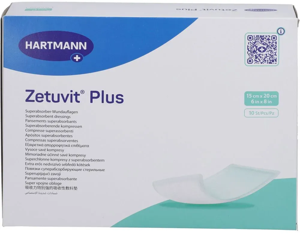 ZETUVIT Plus extrastarke Saugkompr.steril 15x20 cm 10 St