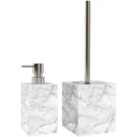 Sanilo Badaccessoire-Set »Marmor« 2-teiliges Set aus Seifenspender und WC-Bürste, grau