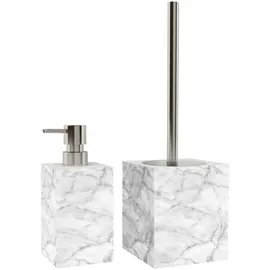Sanilo Badaccessoire-Set »Marmor« 2-teiliges Set aus Seifenspender und WC-Bürste, grau