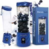 BlendyGo 3® Mixer Smoothie Maker, Smoothie Mixer Klein, Mini Portable Blender, Tragbarer Mixer USB, Smoothie-Maker to go, Standmixer 550 ml, BPA-freie, PulseMotion &BlendPro Technologie (Dunkelblau)