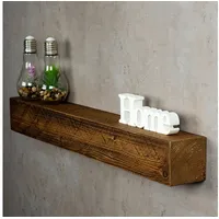 Levandeo Wandregal Holz Massiv 80x10cm Nussbaum Farbig Wandboard Vintage