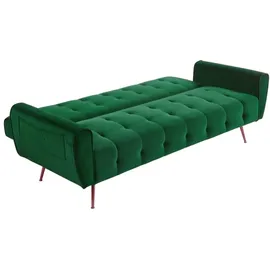 vente-unique Schlafsofa Klappsofa 3-Sitzer - Samt - Tannengrün - POLANI