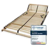 Sleepneo Lattenrost 90x200, Kopfteil verstellbar, Ergonomischer 7 Zonen Lattenrost, Buchenholz, 28 Latten, Hergestellt in Deutschland, Selbstmontage, bis 150Kg