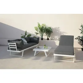 Möbilia Sitzgruppe Ecksofa Couchtisch grau/dunkelgrau