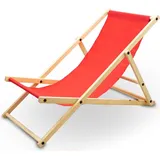 BITUXX Liegestuhl Sonnenliege Gartenliege Holzliege Strandliegestuhl Holz (Rot)