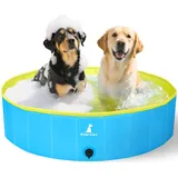Pourbibi Hundepool Schwimmbad für Hunde, Hundeplanschbecken Hundebad, 80CM Klappbares Haustier-Duschbecken mit Umweltfreundlichem PVC rutschfest(80 x 20 cm)