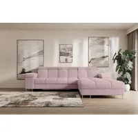 altdecor Ecksofa Cord mit Schlaffunktion 2-Sitzer Rosa