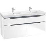 Villeroy & Boch Subway 2.0 Waschtischunterschrank A91710MS,128,7x59x44,9cm,Weiß Matt,Griff chrom