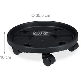Relaxdays Pflanzenroller rund 2er Set Ø 35,5 cm schwarz