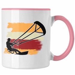 Trendation Tasse Kitesurfing Tasse Geschenk für Kitesurfer Geschenkidee Bunte Grafik rosa