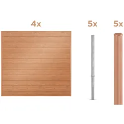 Alberts Sichtschutz Palitio Set, Holzdekor hell, Zaun zum Einbetonieren, Länge 8,00 m, Höhe 1,8 m