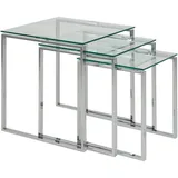 Actona Beistelltischset Katrine, Klar, Chrom, Glas 3-teilig, quadratisch, eckig, Kufe, 36-50x45-55x36-50 cm, Wohnzimmer, Wohnzimmertische, Satztische
