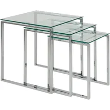 Actona Beistelltischset Katrine, Klar, Chrom, Glas, 3-teilig, quadratisch, eckig, Kufe, 36-50x45-55x36-50 cm, Wohnzimmer, Wohnzimmertische, Satztische